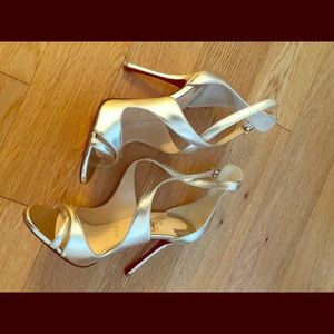 Christian Louboutin 100 Nappa Laminata gold heels